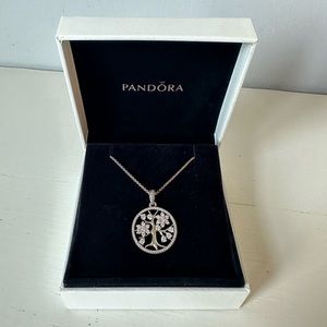 Pandora Family Tree Necklace with Clear Cubic Zirconia